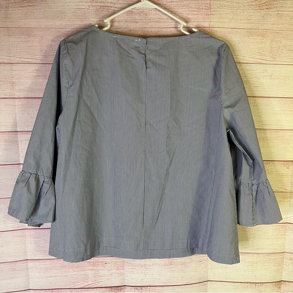 Madewell Blue White Stripe Blouse Size Large - Picture 4 of 5
